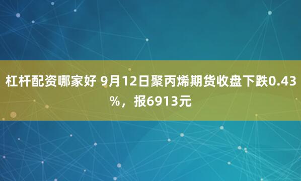 杠杆配资哪家好 9月12日聚丙烯期货收盘下跌0.43%，报6913元